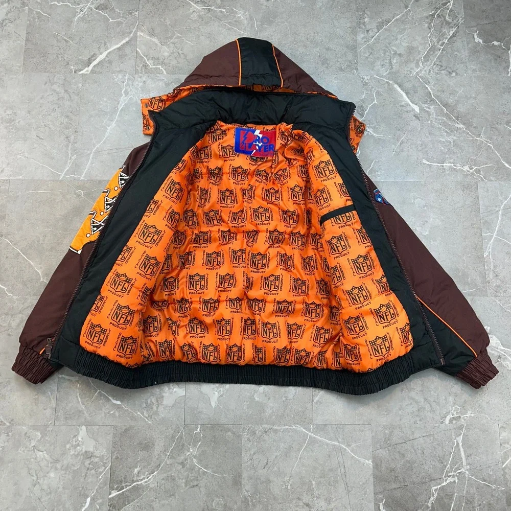 90s Vintage Cleveland Browns Puffer Jacket Mens Medium 75th Anniversary Bomber